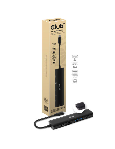 CLUB3D CSV-1592 replicatore di porte e docking station per laptop USB 3.2 Gen 1 (3.1 Gen 1) Type-C Nero