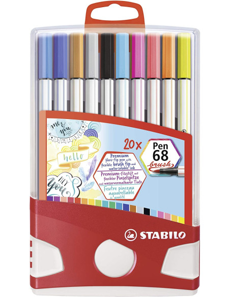 STABILO Pen 68 brush marcatore Multicolore 20 pz