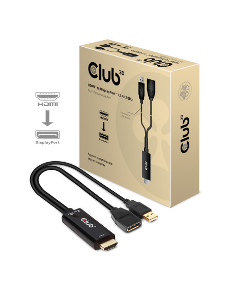 CLUB3D HDMI 2.0 TO DISPLAYPORT 1.2 4K60HZ HDR M/F ACTIVE ADAPTER Nero