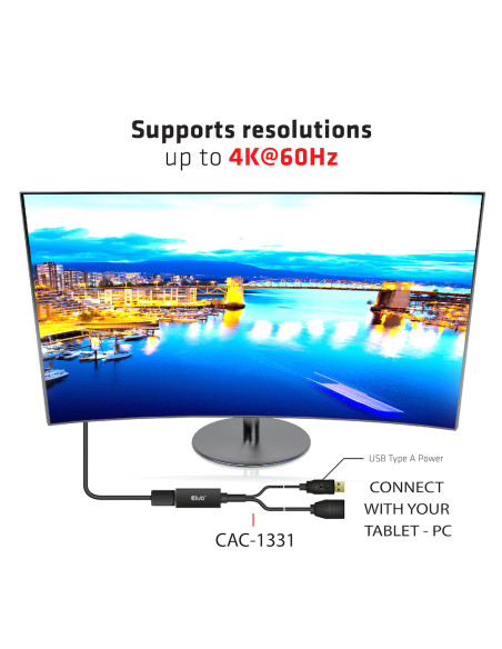 CLUB3D HDMI 2.0 TO DISPLAYPORT 1.2 4K60HZ HDR M/F ACTIVE ADAPTER Nero