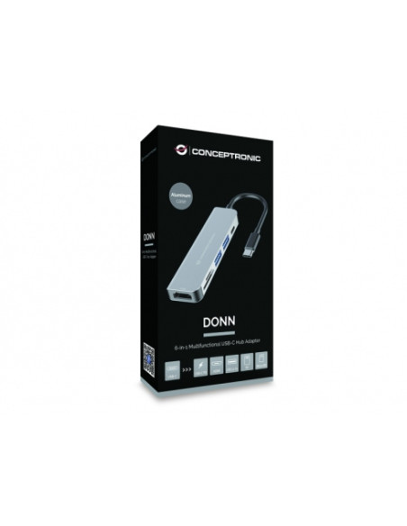 Conceptronic DONN02G replicatore di porte e docking station per laptop USB 3.2 Gen 1 (3.1 Gen 1) Type-C Alluminio