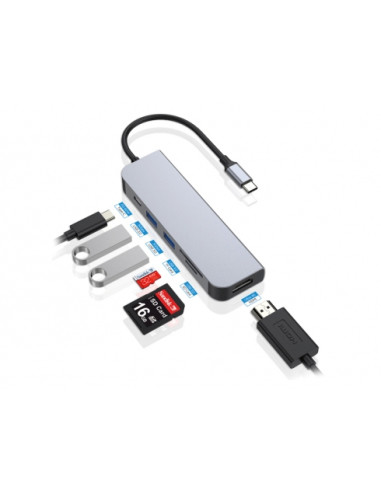 Conceptronic DONN02G replicatore di porte e docking station per laptop USB 3.2 Gen 1 (3.1 Gen 1) Type-C Alluminio