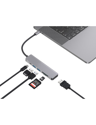 Conceptronic DONN02G replicatore di porte e docking station per laptop USB 3.2 Gen 1 (3.1 Gen 1) Type-C Alluminio