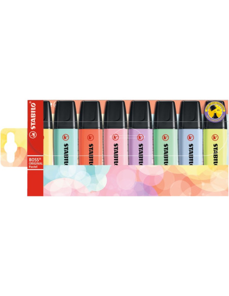 STABILO Boss Original Pastel evidenziatore 8 pz Punta smussata Multicolore