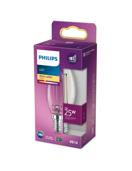 Philips Lampadina candela trasparente a filamento 25 W B35 E14