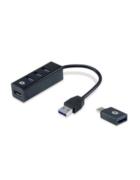 Conceptronic HUBBIES04B hub di interfaccia USB 3.2 Gen 1 (3.1 Gen 1) Type-A 5000 Mbit/s Nero