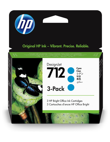 HP Confezione da 3 cartucce di inchiostro ciano originale DesignJet 712 da 29 ml