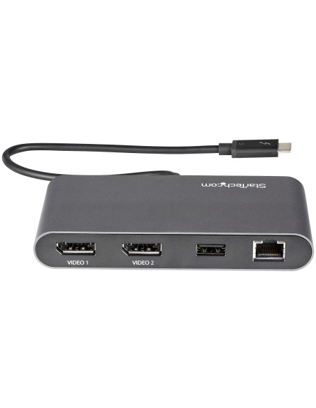StarTech.com Thunderbolt 3 Mini Dock - Docking Station TB3 portatile per doppio monitor DisplayPort 4K 60Hz -USB- A hub (USB 3.0