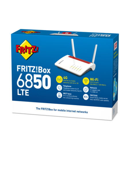 FRITZ!Box 6850 LTE router wireless Gigabit Ethernet Dual-band (2.4 GHz/5 GHz) 4G Bianco