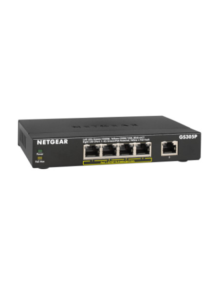 NETGEAR GS305Pv2 Non gestito Gigabit Ethernet (10/100/1000) Supporto Power over Ethernet (PoE) Nero