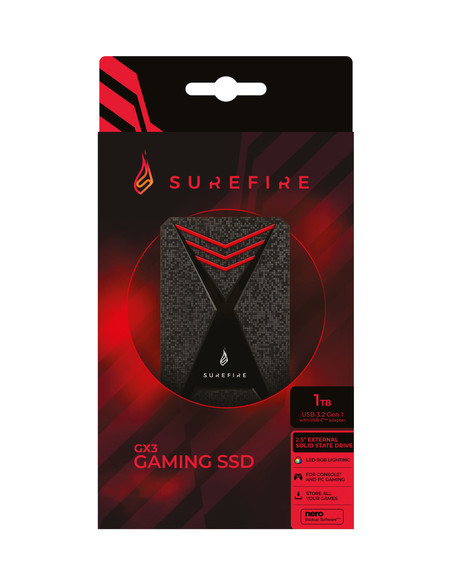 SureFire Gaming 1 TB Micro-USB B 3.2 Gen 1 (3.1 Gen 1) Nero, Grigio