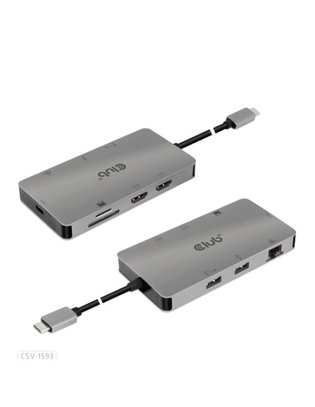 CLUB3D CSV-1593 hub di interfaccia USB 3.2 Gen 1 (3.1 Gen 1) Type-C 16200 Mbit/s Metallico