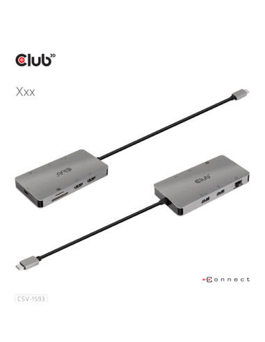 CLUB3D CSV-1593 hub di interfaccia USB 3.2 Gen 1 (3.1 Gen 1) Type-C 16200 Mbit/s Metallico