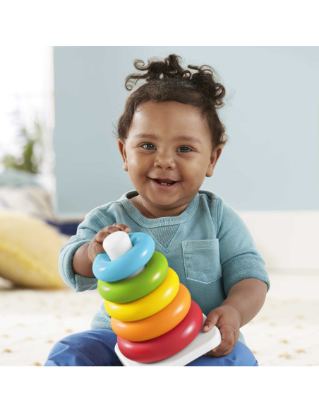 Fisher-Price Piramide 5 Anelli Eco, in Materiali Vegetali, Giocattolo Impilabile per Bambini 6+Mesi