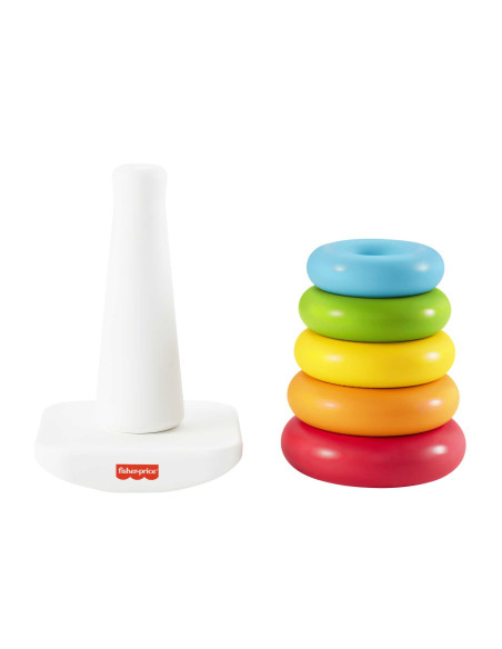 Fisher-Price Piramide 5 Anelli Eco, in Materiali Vegetali, Giocattolo Impilabile per Bambini 6+Mesi