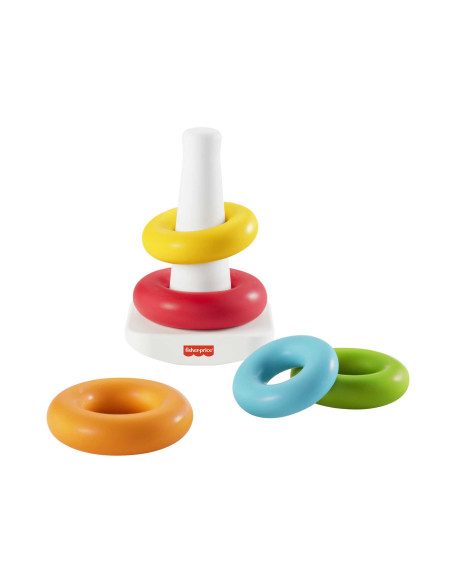 Fisher-Price Piramide 5 Anelli Eco, in Materiali Vegetali, Giocattolo Impilabile per Bambini 6+Mesi
