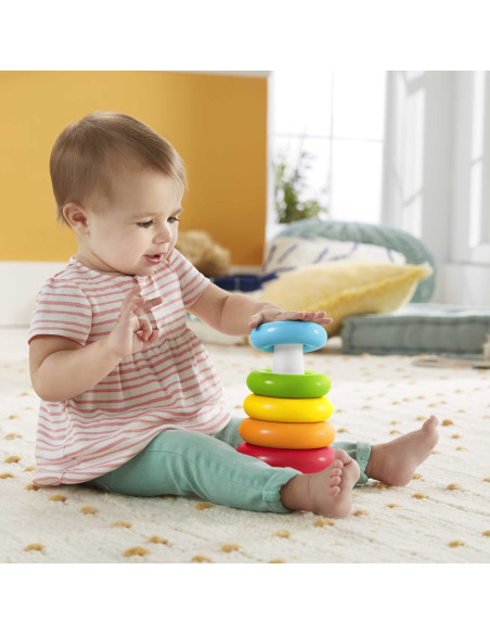 Fisher-Price Piramide 5 Anelli Eco, in Materiali Vegetali, Giocattolo Impilabile per Bambini 6+Mesi