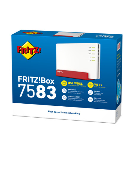 FRITZ!Box 7583 VDSL INT router wireless Gigabit Ethernet Dual-band (2.4 GHz/5 GHz) Rosso, Bianco