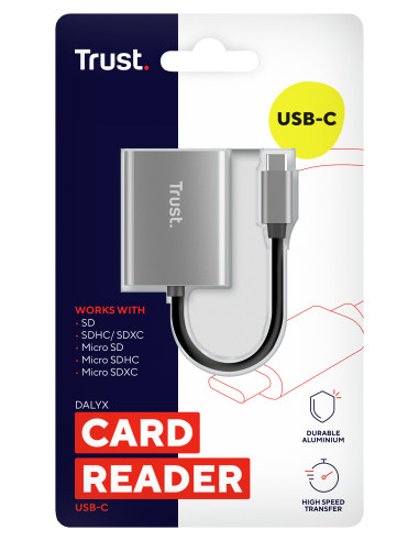 Trust 24136 lettore di schede USB 3.2 Gen 1 (3.1 Gen 1) Type-C Alluminio