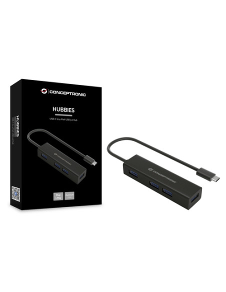Conceptronic HUBBIES07B hub di interfaccia USB 3.2 Gen 1 (3.1 Gen 1) Type-C 5000 Mbit/s Nero