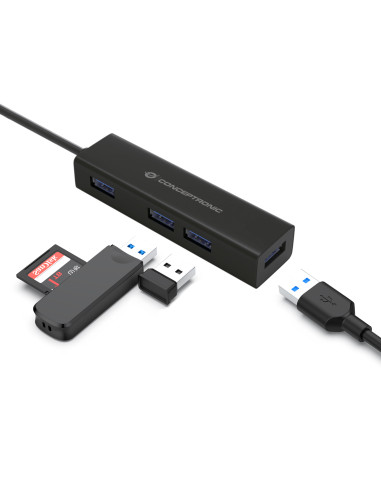 Conceptronic HUBBIES07B hub di interfaccia USB 3.2 Gen 1 (3.1 Gen 1) Type-C 5000 Mbit/s Nero