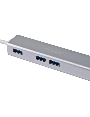 Equip Hub da USB-C a 3 porte USB 3.0 con adattatore Gigabit