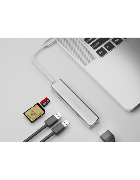 Equip Adattatore multifunzione USB-C 5 in 1, HDMI, USB 3.2 Gen 1, TF/Micro SD