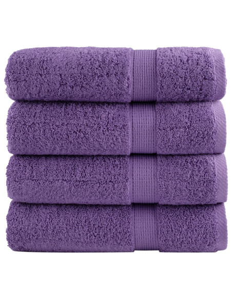 Asciugamani da Doccia 4 pz Viola 70x140 cm 600 g/m² 100% Cotone