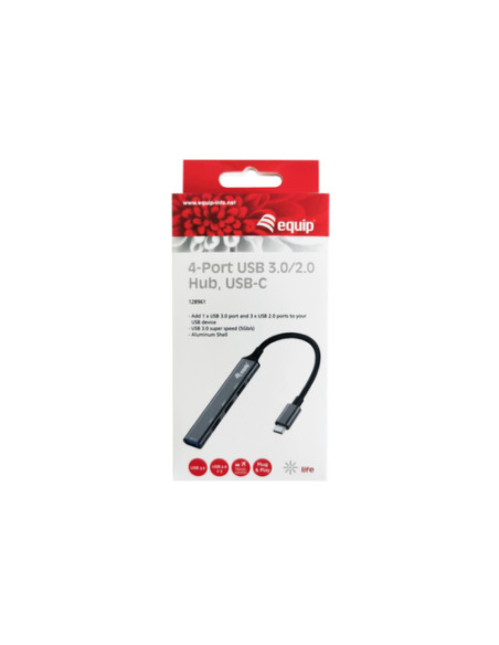 Equip 128961 hub di interfaccia USB 3.2 Gen 1 (3.1 Gen 1) Type-C 5000 Mbit/s Nero, Grigio