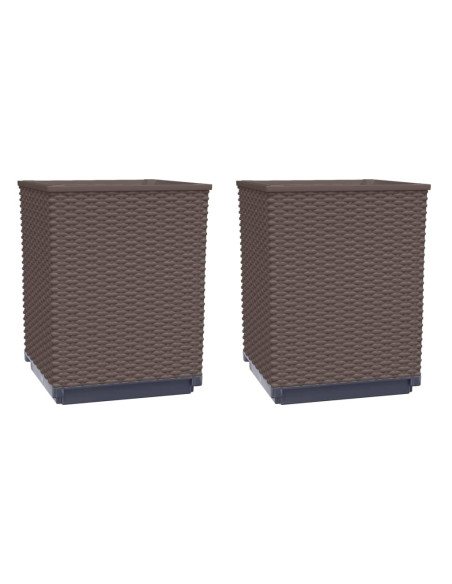 Fioriere 2 pz Marroni 30x30x37 cm in Polipropilene