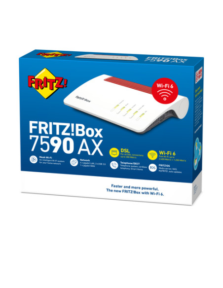 FRITZ!Box 7590 AX router wireless Gigabit Ethernet Dual-band (2.4 GHz/5 GHz) Bianco