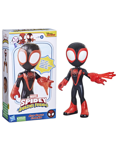 Marvel Spidey e I Suoi Fantastici Amici, mega Miles Morales, action figure da 22,5 cm, giocattolo per età prescolare, dai 3 ann