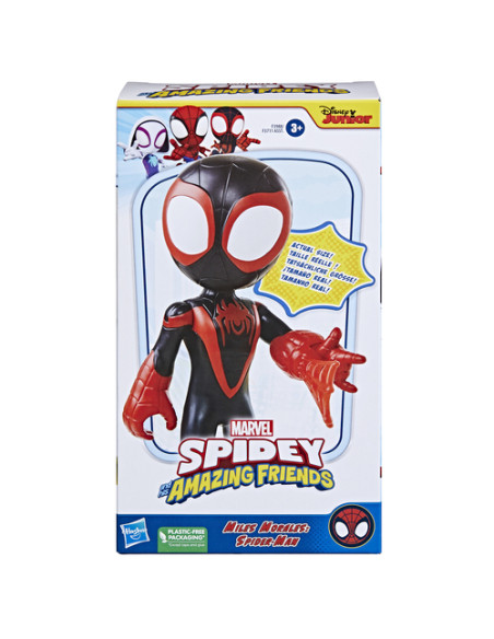 Marvel Spidey e I Suoi Fantastici Amici, mega Miles Morales, action figure da 22,5 cm, giocattolo per età prescolare, dai 3 ann