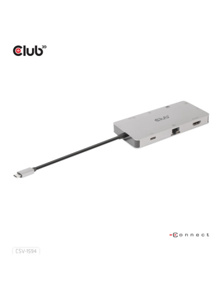 CLUB3D CSV-1594 replicatore di porte e docking station per laptop USB 3.2 Gen 1 (3.1 Gen 1) Type-C Nero, Grigio