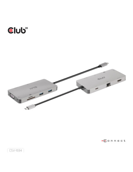 CLUB3D CSV-1594 replicatore di porte e docking station per laptop USB 3.2 Gen 1 (3.1 Gen 1) Type-C Nero, Grigio