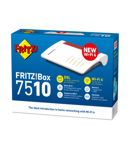 FRITZ!Box 7510 INT router wireless Gigabit Ethernet Banda singola (2.4 GHz) Bianco