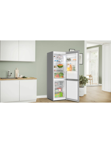 Bosch Serie 4 KGN367LDF Frigorifero combinato da libera installazione 186 x 60 cm Metal look Classe D