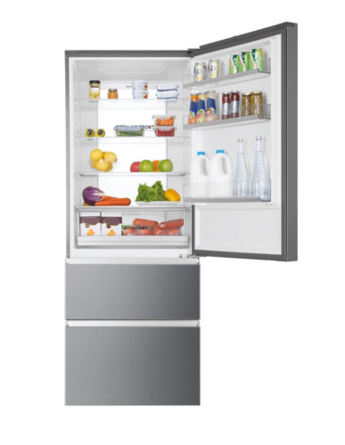 Haier 3D 70 Serie 3 HTOPMNE7193 Libera installazione 450 L Platino, Acciaio inox