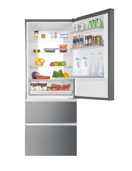 Haier 3D 70 Serie 3 HTOPMNE7193 Libera installazione 450 L Platino, Acciaio inox