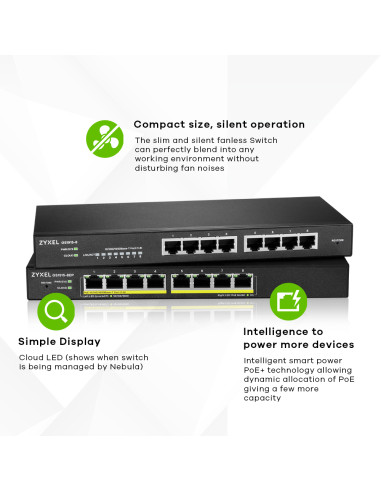 Zyxel GS1915-8EP Gestito L2 Gigabit Ethernet (10/100/1000) Supporto Power over Ethernet (PoE) Nero