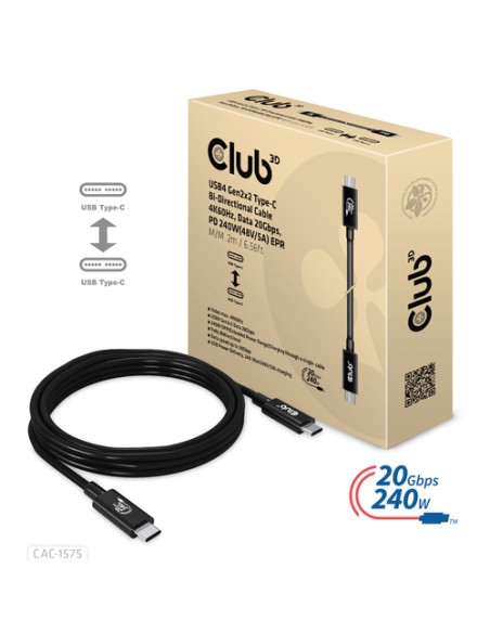 CLUB3D CAC-1575 cavo USB USB4 Gen 2x2 2 m USB C Nero