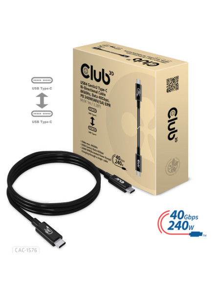 CLUB3D CAC-1576 cavo USB USB4 Gen 3x2 1 m USB C Nero