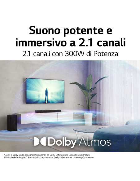 LG Soundbar S60Q 300W 2.1 canali, Dolby Atmos Virtual, 4K Pass Through, NOVITÀ 2022