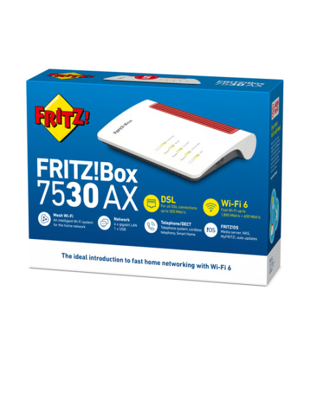 FRITZ!Box 7530 AX router wireless Gigabit Ethernet Dual-band (2.4 GHz/5 GHz) Bianco