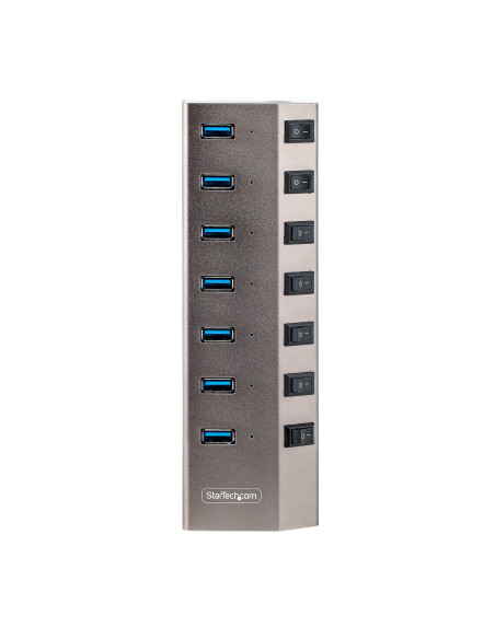 StarTech.com Hub USB-C Autoalimentato a 7 Porte con Interruttori Individuali - Multipresa USB 3.0 5Gbps per Notebook e PC Deskto