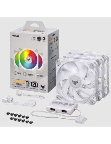 ASUS TUF GAMING TF120 ARGB WHITE EDITION 3IN1 Case per computer Raffreddatore d'aria 12 cm Bianco 3 pz