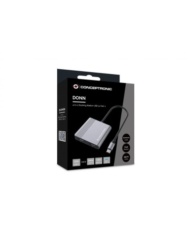 Conceptronic DONN13G replicatore di porte e docking station per laptop Cablato USB 3.2 Gen 1 (3.1 Gen 1) Type-C Grigio