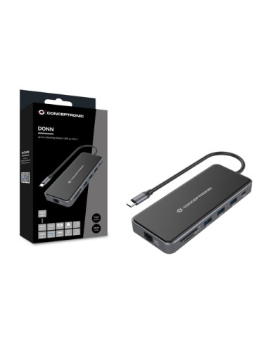 Conceptronic DONN15G replicatore di porte e docking station per laptop Cablato USB 3.2 Gen 1 (3.1 Gen 1) Type-C Grigio