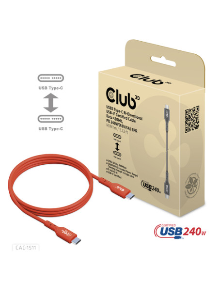 CLUB3D CAC-1511 cavo USB USB 2.0 1 m USB C Arancione