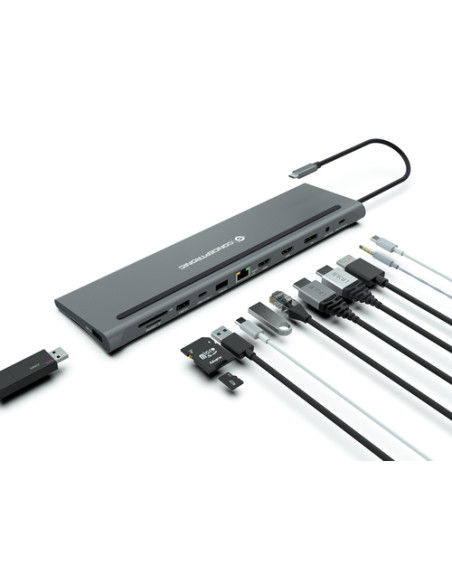 Conceptronic DONN17G replicatore di porte e docking station per laptop Cablato USB 3.2 Gen 1 (3.1 Gen 1) Type-C Grigio